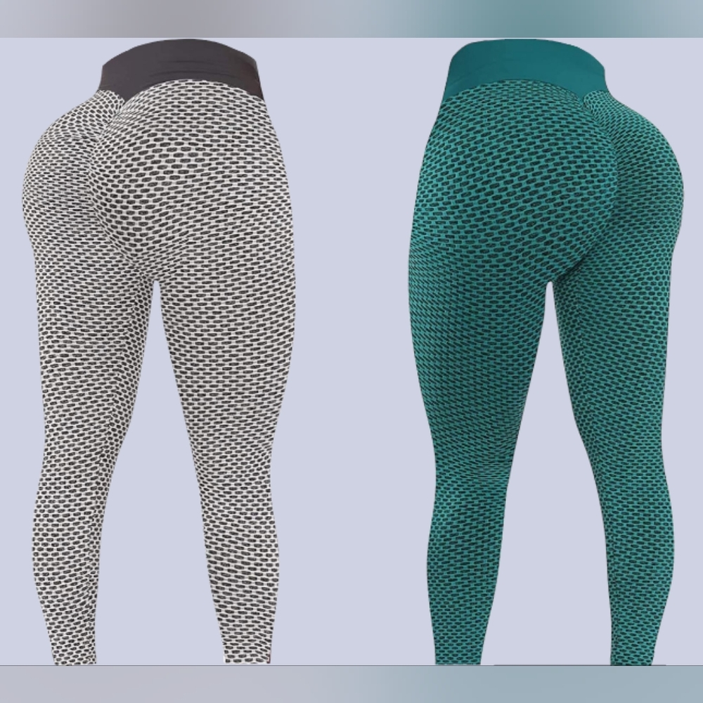 2 Comfy Ladies Relaxed Fit Leggings Bubble Booty Workout Laid Back Women Pants